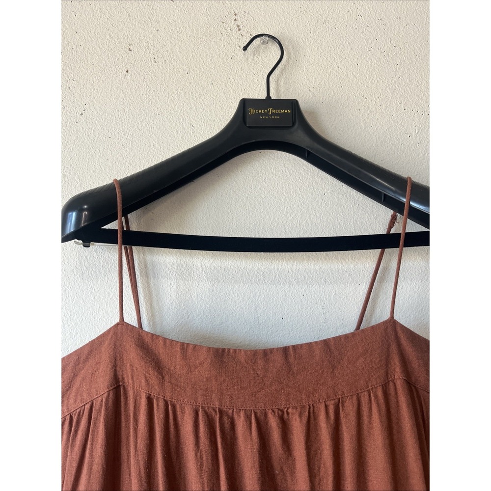 Abercrombie & Fitch Linen Blend Maxi Dress Rust XLT Asymmetrical TierFlowy Beach - Picture 9 of 16